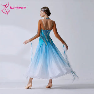 Women's Ballroom Dance Dress Long Sleeve Lace Black For Waltz Tango Competition