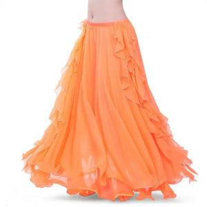 Belly Dance Skirt, Women's Royal Blue Chiffon Ruffle High Slit Maxi Skirt, Belly Dancing Performance Apparel