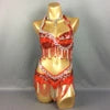 Belly Dance Costume, Women's Black & Silver Beaded Halter Top & Skirt Set, Sequin & Bead Fringe, Performance Wear