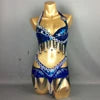 Belly Dance Costume, Women's Black & Silver Beaded Halter Top & Skirt Set, Sequin & Bead Fringe, Performance Wear
