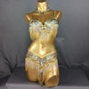 Women's Black & Silver Beaded Sequin Fringe Belly Dance Costume Set