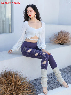 Women's Belly Dance Leggings With Diamond Cutout For Yoga, Gymnastics, And Ballet