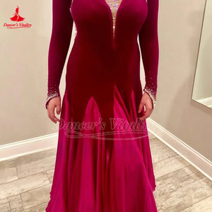 Women's Ballroom Standard Dance Dress With Full Swing Skirt For Waltz, Foxtrot, Tango, Quickstep