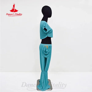 Children's Belly Dance Practice Set With Short-Sleeve Top And Pants, 2-Piece