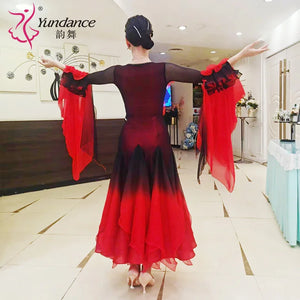 Women's Standard Ballroom Waltz Dance Dress With Rhinestones Multicolor For Competition Performance
