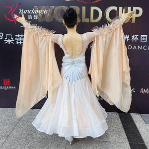Women's Standard Ballroom Waltz Dress With Rhinestones Multicolor For Competition Performance