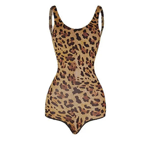 Women's Leopard Print Scoop Neck Sleeveless Leotard for Ballet Dance