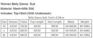 Women's Black Sparkle Long Sleeve Crop Top & High Slit Skirt Belly Dance Costume