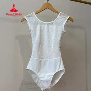 Ballet Leotard Women's White, Beige, Pink, & Sage Green Floral Lace Sleeveless with Scoop Neck for Ballet & Dance