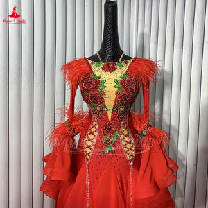 Women's Standard Ballroom Competition Dress Customizable For Waltz Foxtrot Tango Quickstep