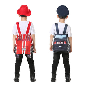 Kids' Red Fire Truck and Black Police Car Costume Play Set