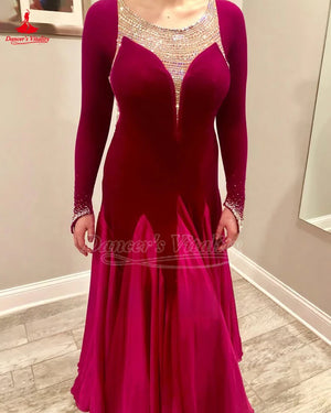 Women's Ballroom Standard Dance Dress With Full Swing Skirt For Waltz, Foxtrot, Tango, Quickstep