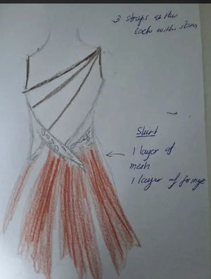 Women's Red and Gold Rhinestone AB Mesh Fringe Dance Dress for Latin Ballroom