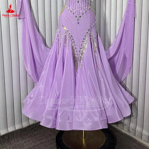 Women's Ballroom Dance Dress Sleeveless Backless Lavender Full Swing For Waltz Foxtrot Competition