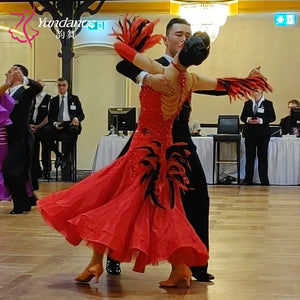 Women's Standard Ballroom Waltz Competition Dress With Rhinestones Multicolor For Performance