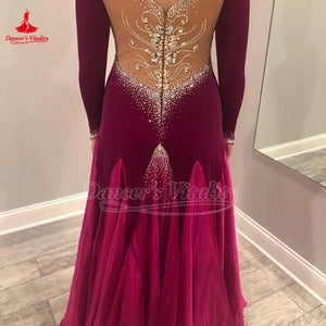 Women's Ballroom Standard Dance Dress With Full Swing Skirt For Waltz, Foxtrot, Tango, Quickstep