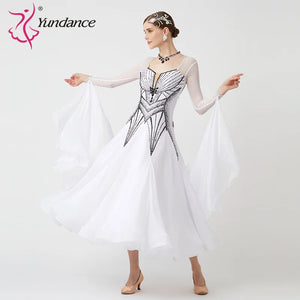 Women's Standard Ballroom Waltz Competition Dress With Rhinestones In Multicolor
