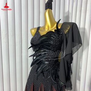 Women's Standard Ballroom Dance Dress With Full Swing Skirt For Competition