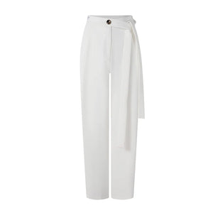 Women's Dark Mauve High-Waisted Pleated Tapered Dance Pants with Tie-Waist