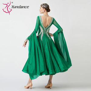 Women's Standard Ballroom Waltz Dance Dress With Rhinestones Multicolor For Competition