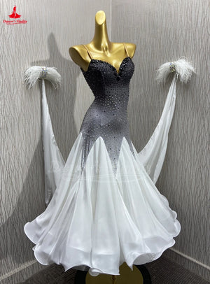 Women's Ballroom Standard Dance Dress Sleeveless Full Swing Skirt For Competition