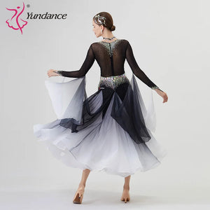 Women's Standard Ballroom Waltz Dress With Rhinestones Multicolor For Competition Performance