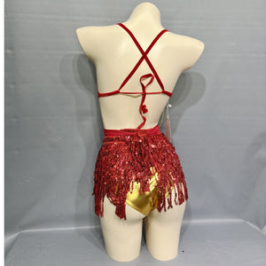 Samba Carnival Belly Wire Bra Hip scarf and Panty Hand Beads Passista Pageant Cabaret Broadway Theater Mardi Gras,Vegas Showgirls CB1721-3