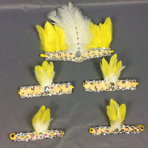 Dancewear Women's Gold Sequin Feather Halter Bra and Skirt Set with Body Chains, Brazilian Carnival Samba Costume