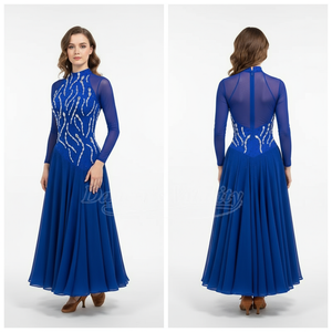 Women's Standard Ballroom Long Sleeve Dress For Waltz, Foxtrot, Quickstep Competition