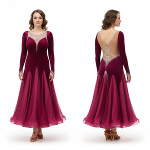 Women's Ballroom Standard Dance Dress With Full Swing Skirt For Waltz, Foxtrot, Tango, Quickstep