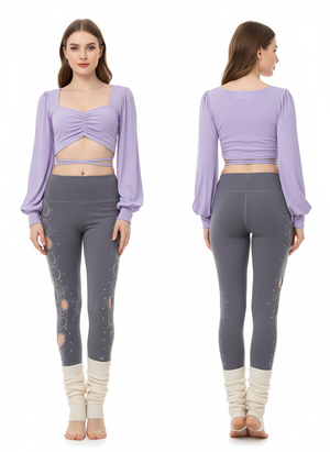 Women's Belly Dance Leggings With Diamond Cutout For Yoga, Gymnastics, And Ballet