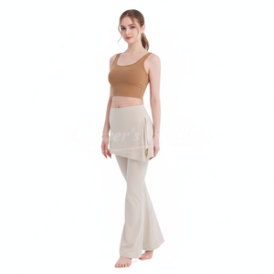 Women's Belly Dance High-Waisted Bell-Bottom Pants And Hip Scarf 2-Piece Set For Adult Practice