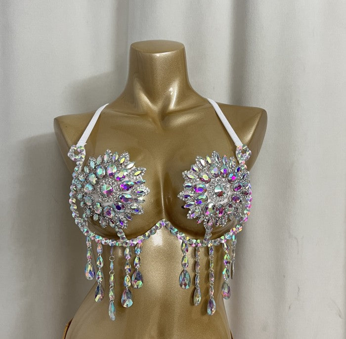 New Handmade Samba Carnival  Wire Bra With Stones For EDC Festival Rave Carnival BB061