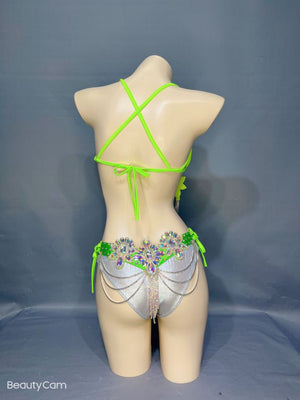 Samba Carnival Wire Bra & Panty & Belt Set Hand Made Belly Dancing Costume Outfit FREE SHIPPING CB026