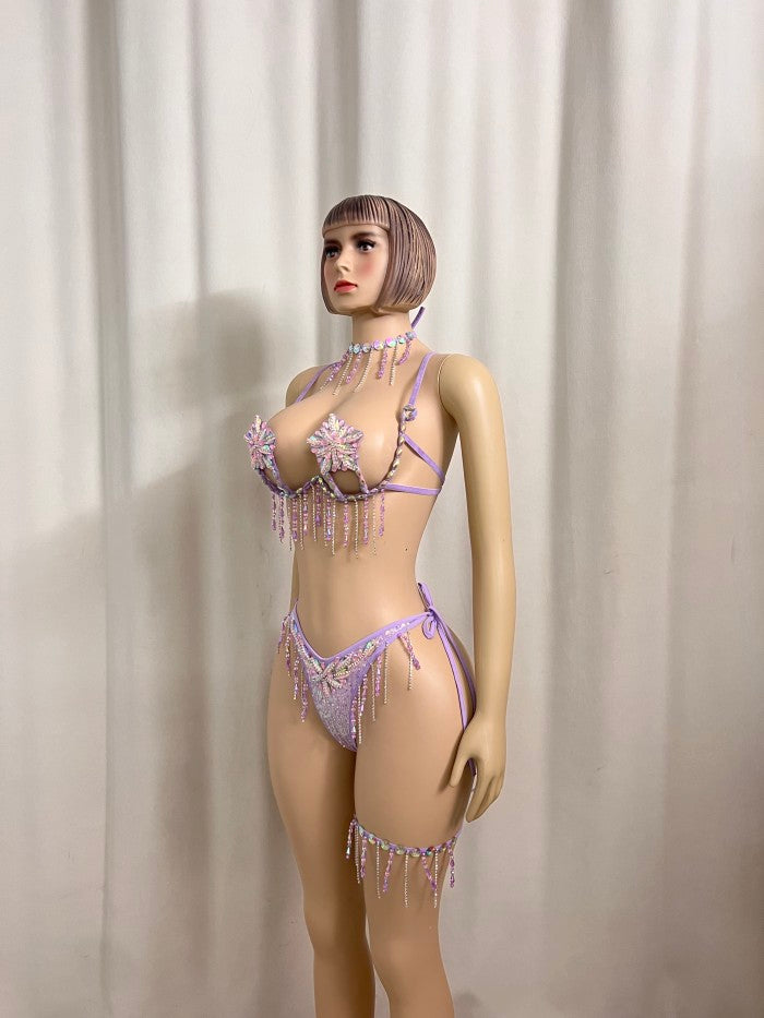 New Handmade Top Quality Samba Rio Carnival Wire Bra+Panty With Stone Sexy Belly Dancing Costume
