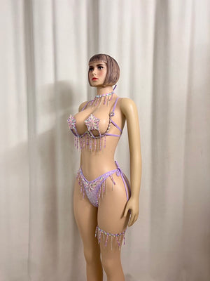 New Handmade Top Quality Samba Rio Carnival Wire Bra+Panty With Stone Sexy Belly Dancing Costume