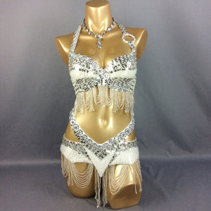 Hot design handmade beaded belly dance costume wear Bar+Belt 2piece/ set ,7 color ladies belly dance costumes women dancing wear TF250
