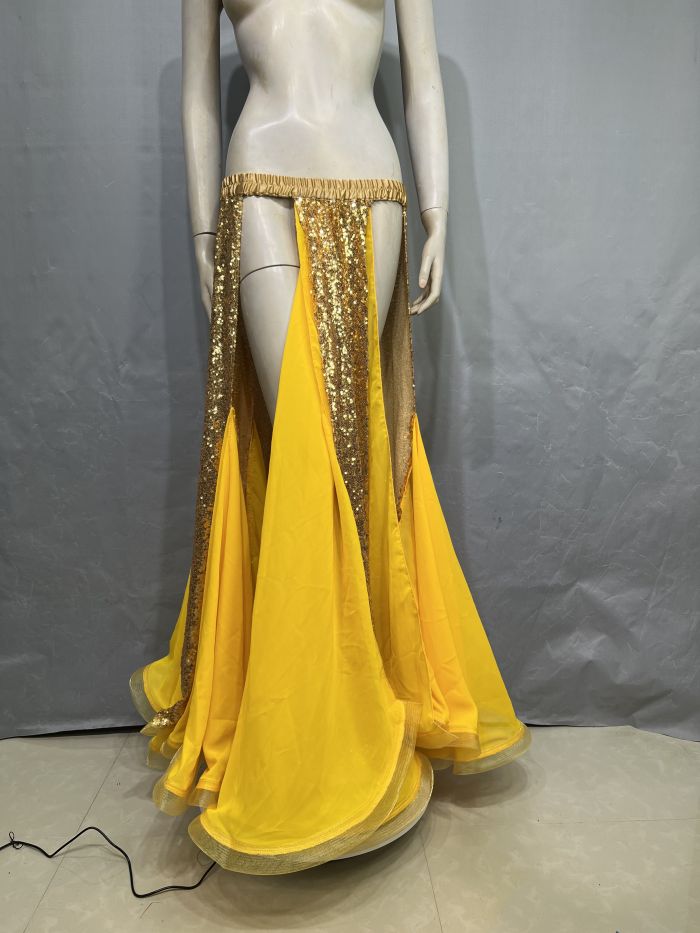 New Design Sequin Bellydancing Slit Long Skirts Sexy Belly Dance Dress Women Costume Training Dress Stage Performance Clothes