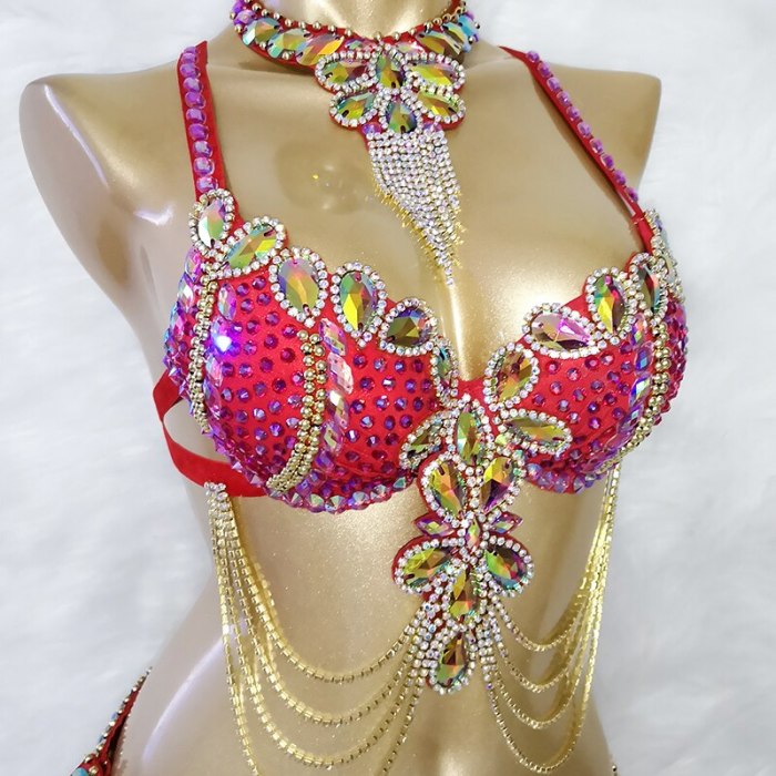 New Stage Wear Sexy Samba Carnival Handmade Belly Dance Costume Suit For Women Beaded Bra&Belt Set Party Rave Dancing Outfit C028
