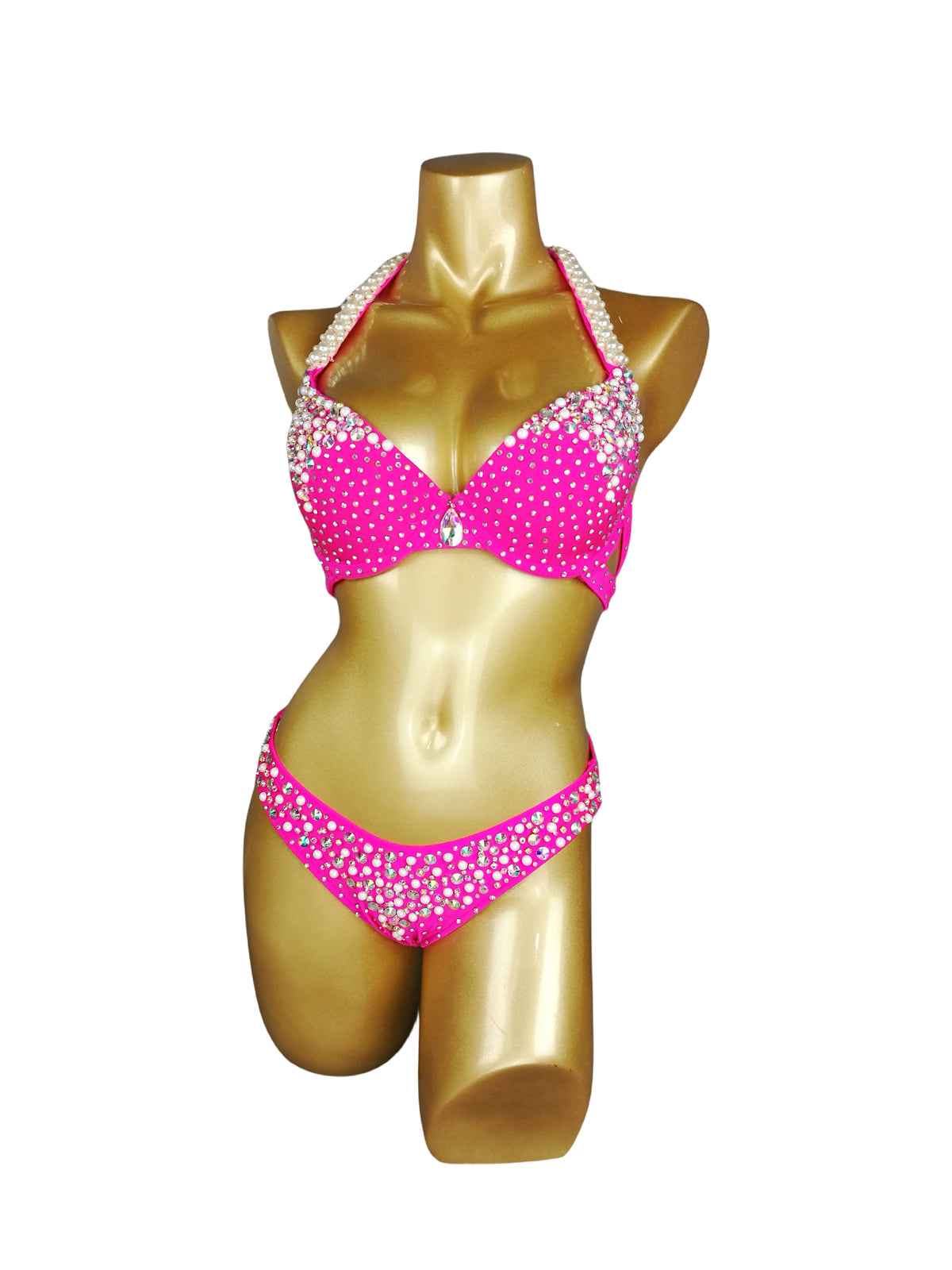 Samba Costumes Free Shipping Hand Beaded Hot Pink Color Bra and Thong