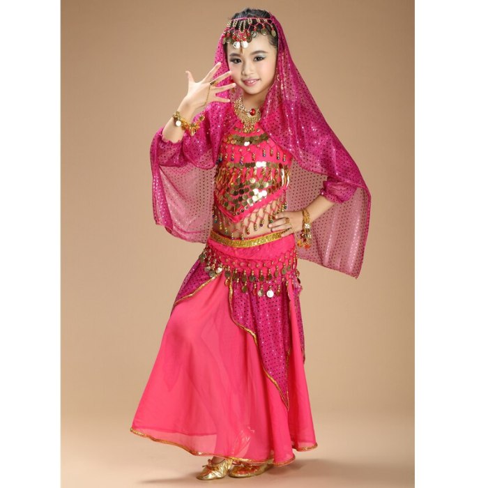 NEW kids belly dance 4pcs(top+skirt+waist chain+veil) indian clothes yellow+h.pink+red girls belly dance costume 3302