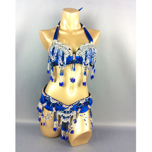 hot selling belly dancing performance costumes,handmade beading set bra&belt set TF1356