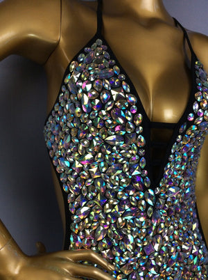 New Women Dancewear Color Stone Stage Costume Bodysuit Swimsuit One Piece Lady Bellydance Sexy Belly Dancing Costume Outfit
