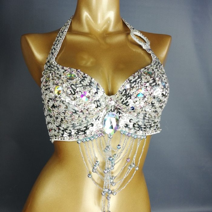 new womens belly dance costume beading Sequin bra lady belly dancing clothes sexy night club Bellydance bra209-2