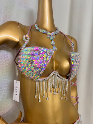 New Style Sexy Handmade Samba Carnival Wire Bra,Belt With Stones,Diamond Chains For EDC Costumes