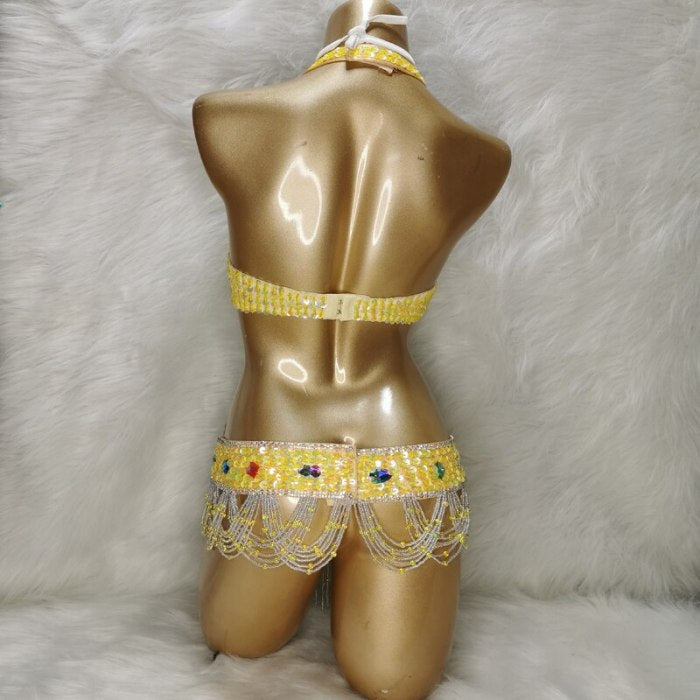 New Professional Belly Dance Clothing for Indian Performance Outfits Bollywood Dancer Belly Dance Costumes Sequined tf1732 yellow