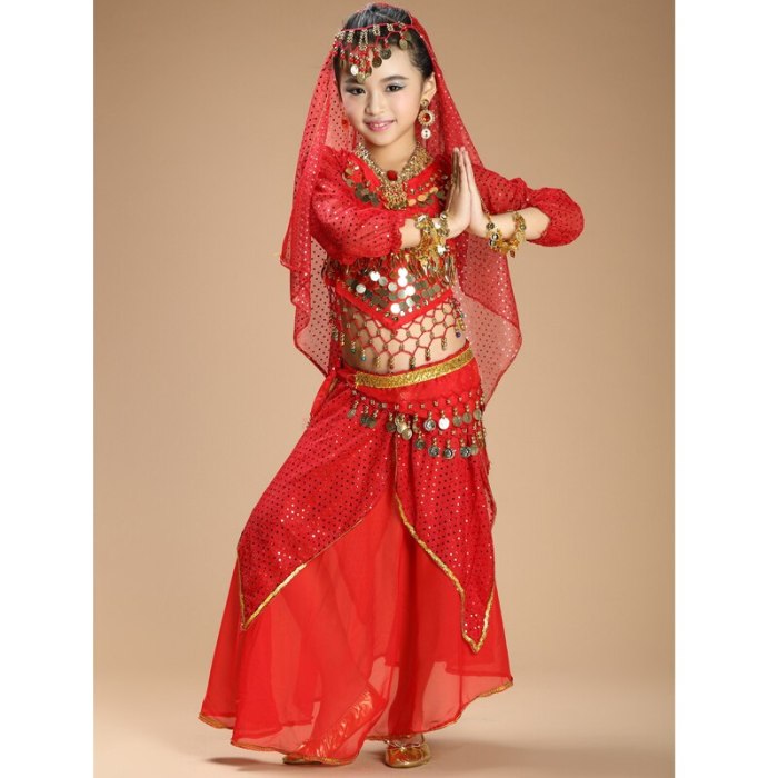 NEW kids belly dance 4pcs(top+skirt+waist chain+veil) indian clothes yellow+h.pink+red girls belly dance costume 3302