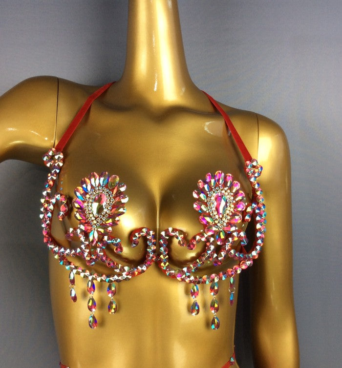 Samba Carnival Bra Rainbow Stone Sexy Belly dancing WIRE BRA BB003 Wire Bra