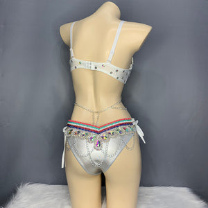 New Samba Carnival Sexy Beading Belly Dance Costume For Women Bra & Panty & Belt 3pcs/Set free shipping B001