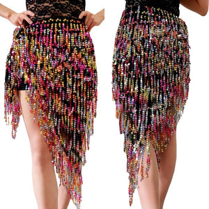New Bellydance Hip Scarf Tassel Hip Scarves Beaded Sequins Belly Dance Waist Chain Belly Dancing Shawl Belt